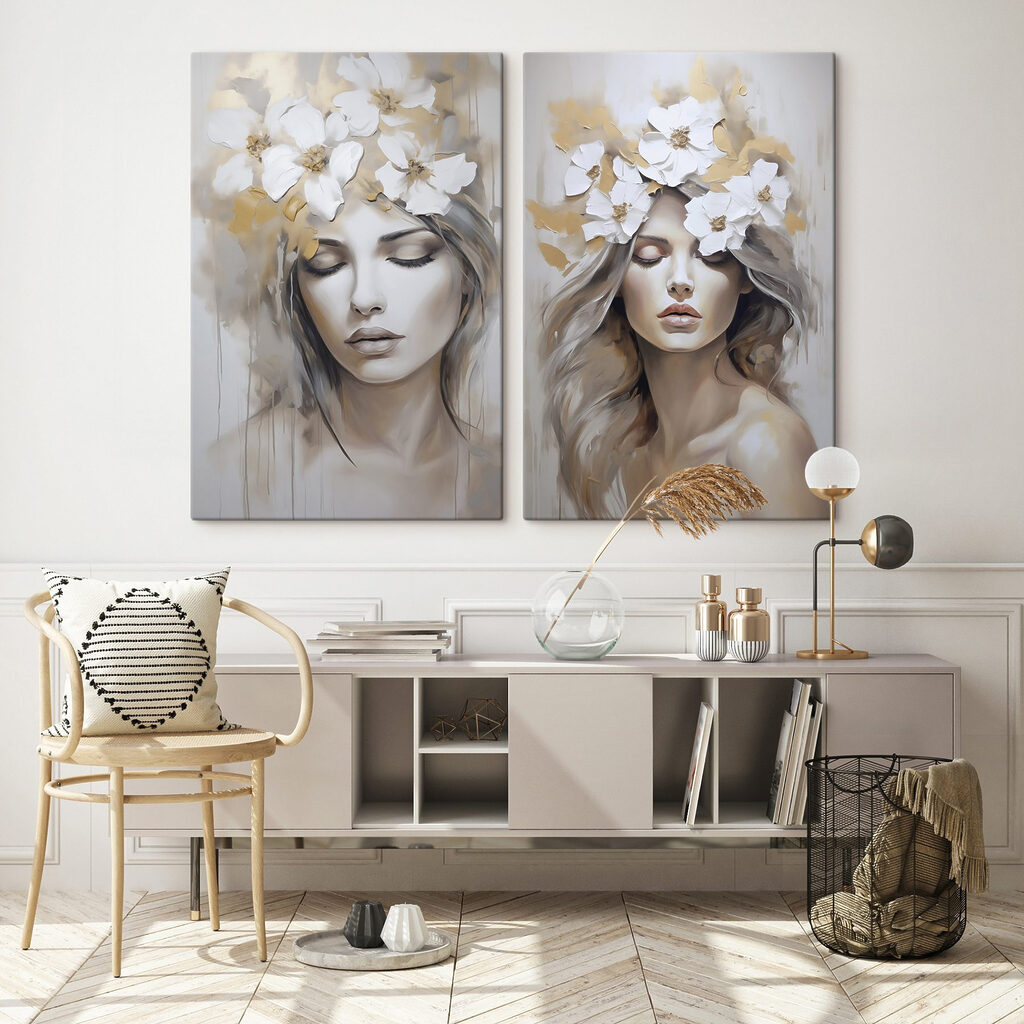Femme couronnée de fleurs — intérieur 1