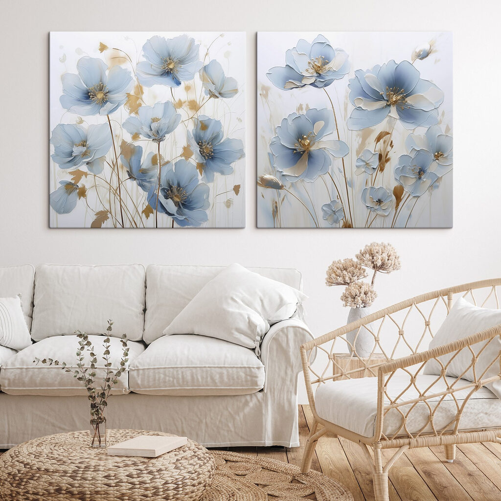 Prairie de fleurs bleues dans un intérieur