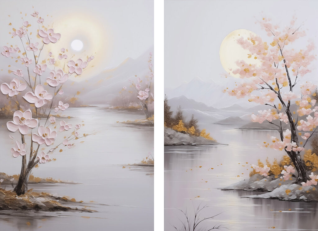 Printemps sur la rivière — motif complet
