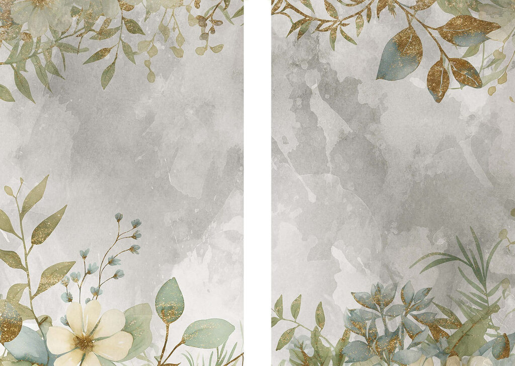 Feuillage sur gris — motif complet