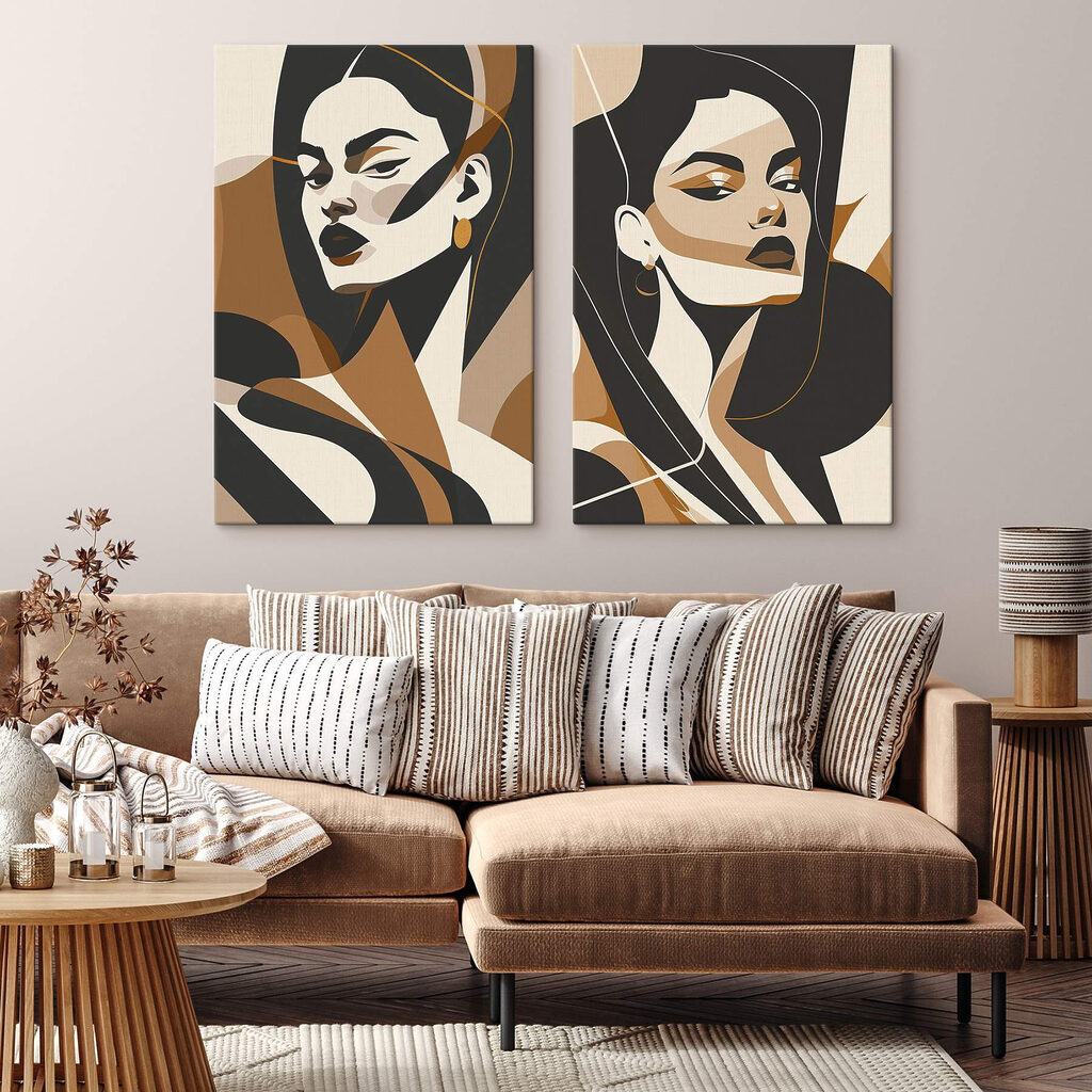 Portraits graphiques dans un intérieur