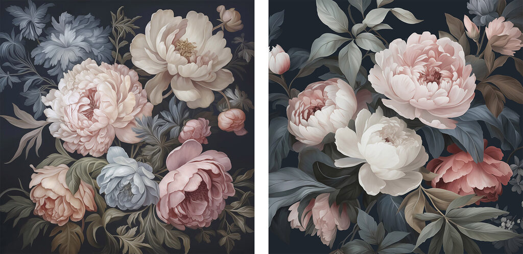 Élégance des pivoines — motif complet
