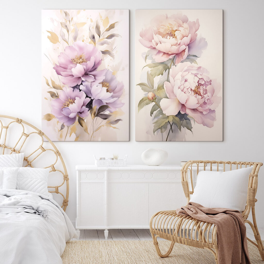 Fleurs aux tons tendres dans un intérieur