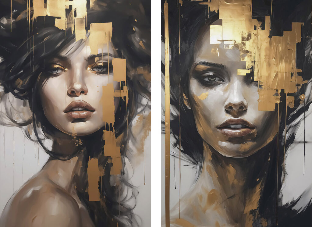 Visage aux reflets d’or — motif complet