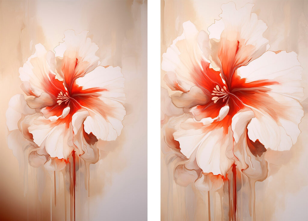 Fleur au cœur rouge — motif complet