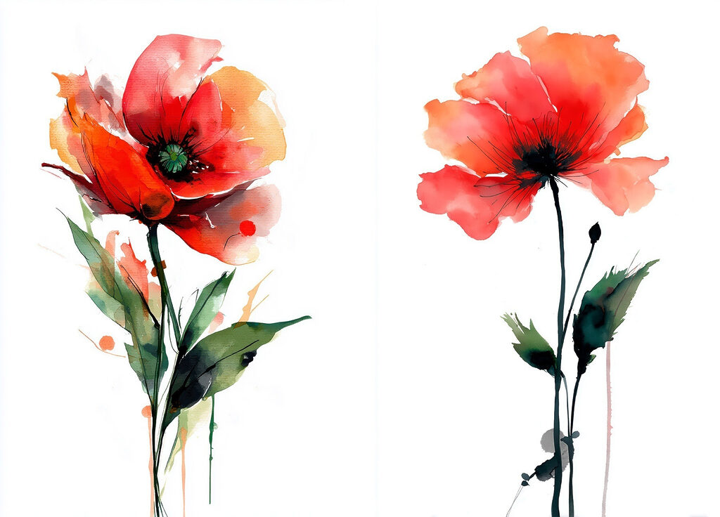 Fleurs vives à l’aquarelle — motif complet