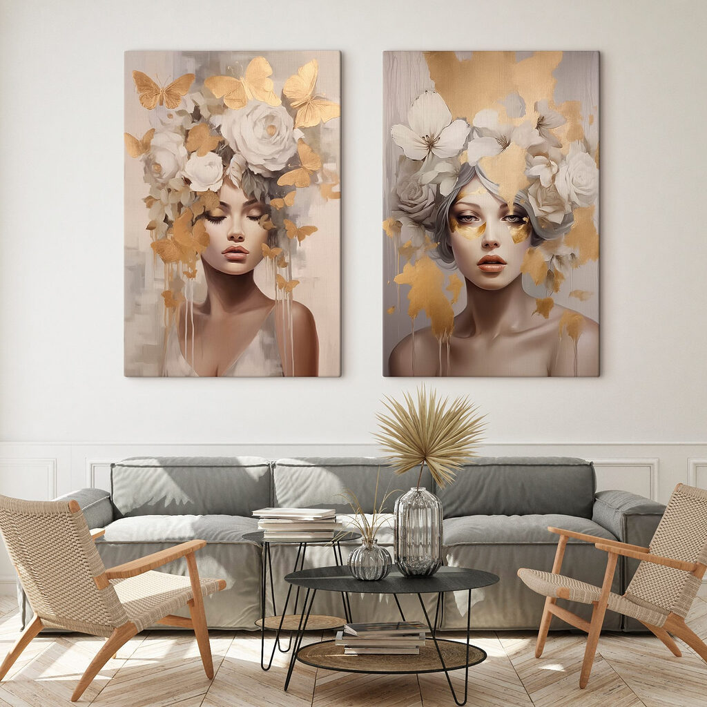 Fleurs dans les cheveux dans un intérieur