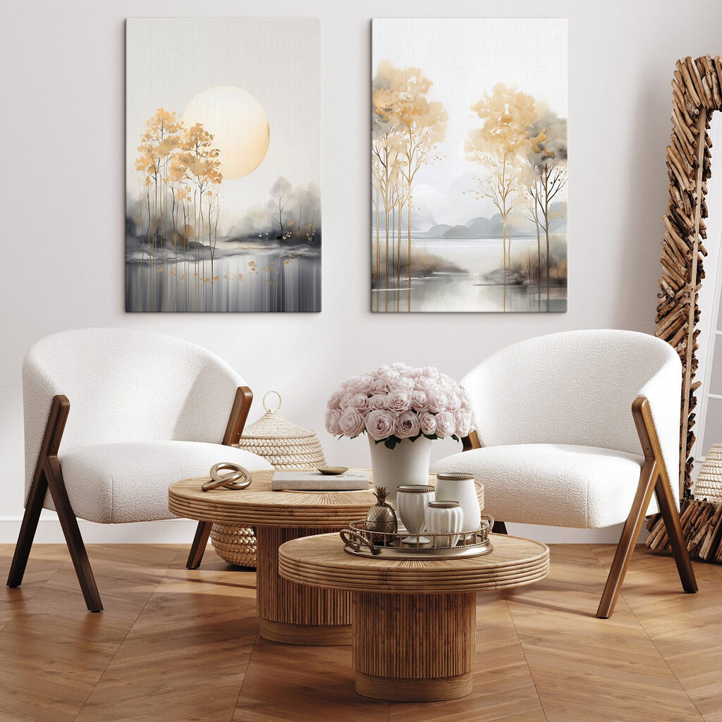Lac aux arbres dorés dans un intérieur
