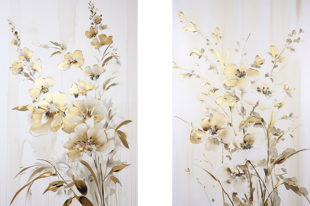 Fleurs dorées — motif complet