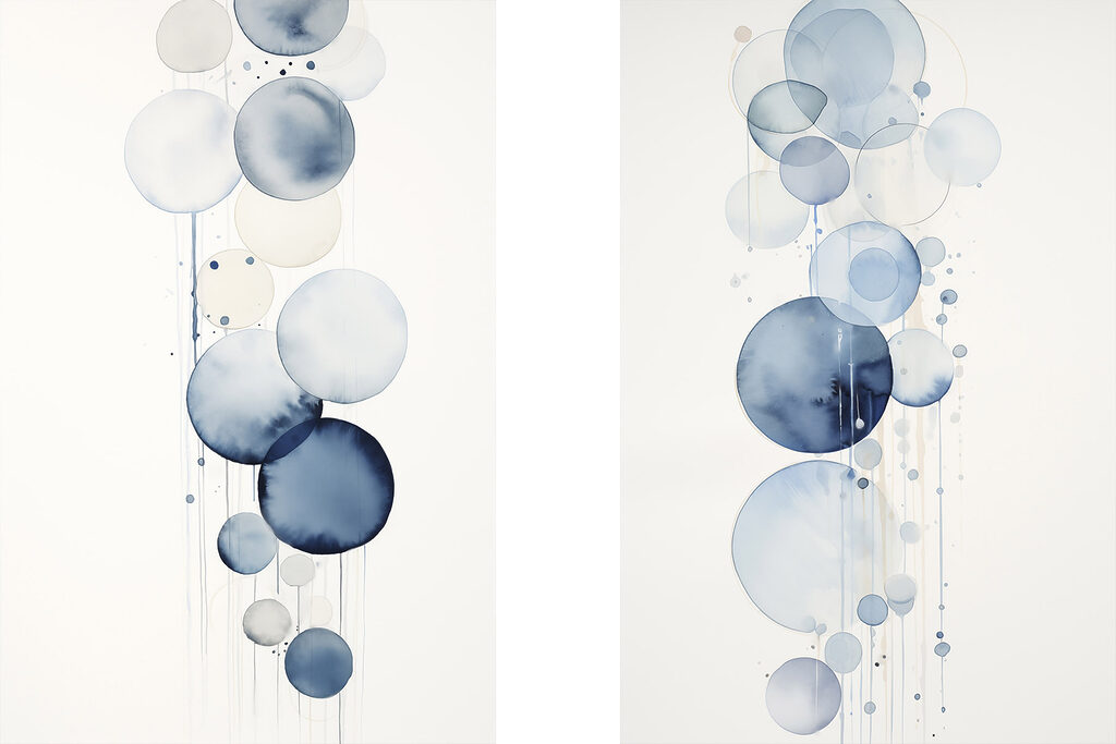 Cercles bleus à l’aquarelle — motif complet