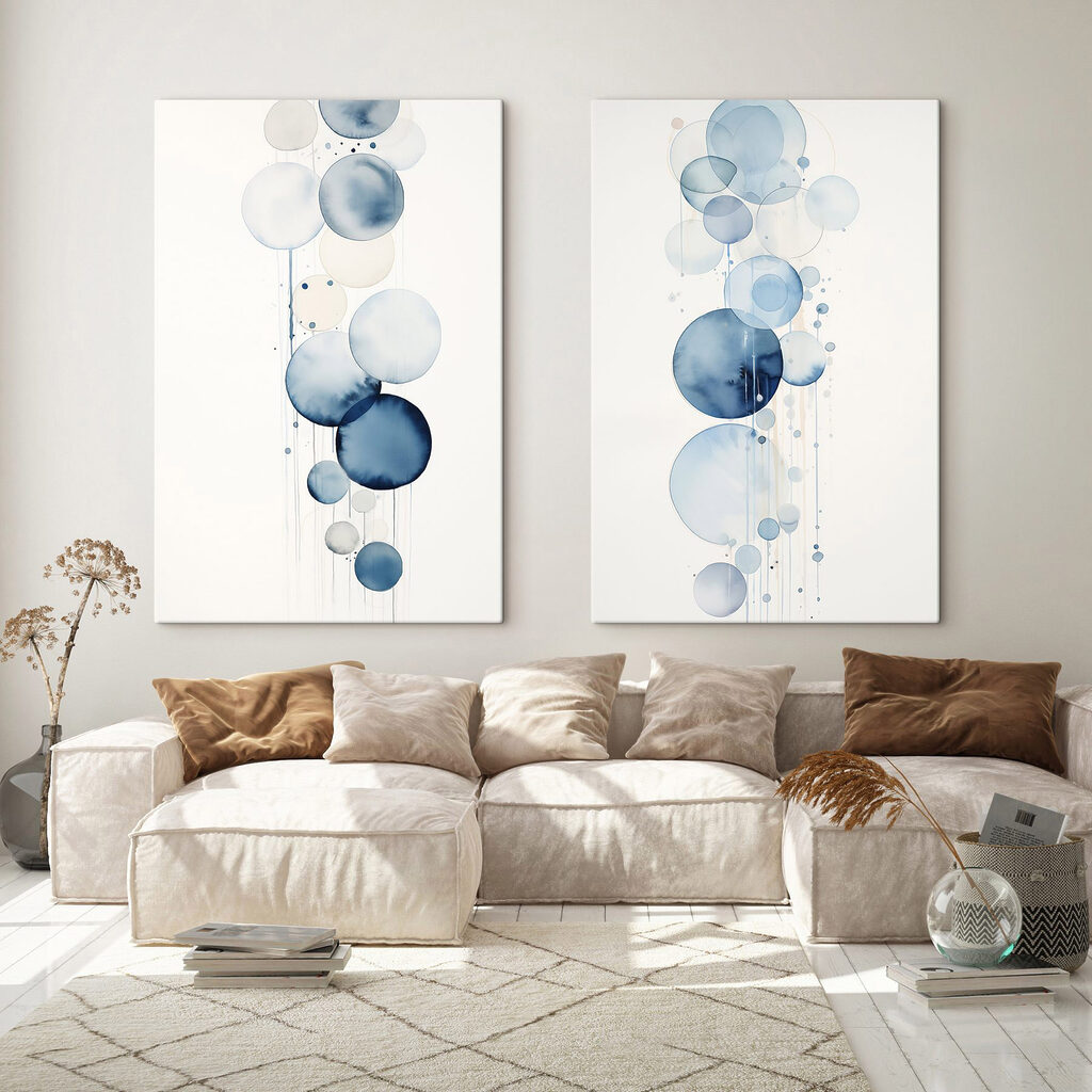Cercles bleus à l’aquarelle — intérieur 2