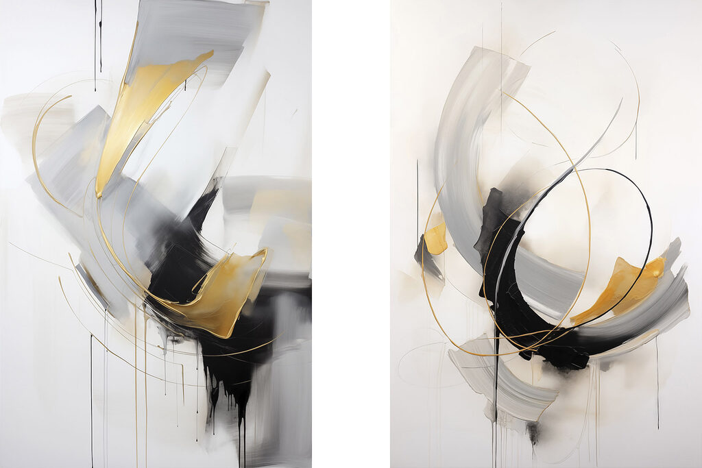Tourbillons noir et or — motif complet