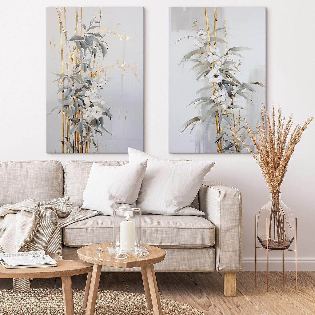 Floraison et bambou dans un intérieur