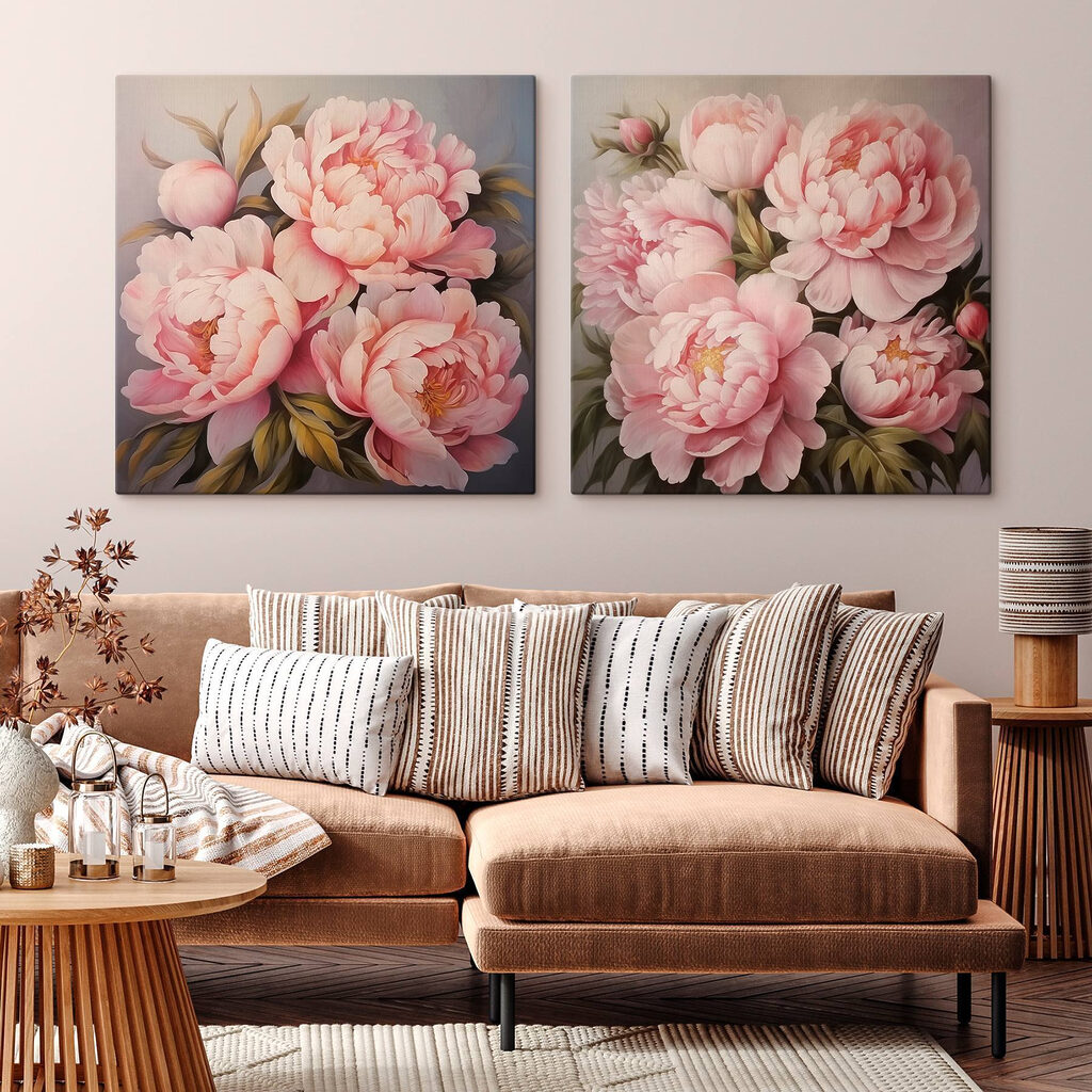 Pivoines roses dans un intérieur