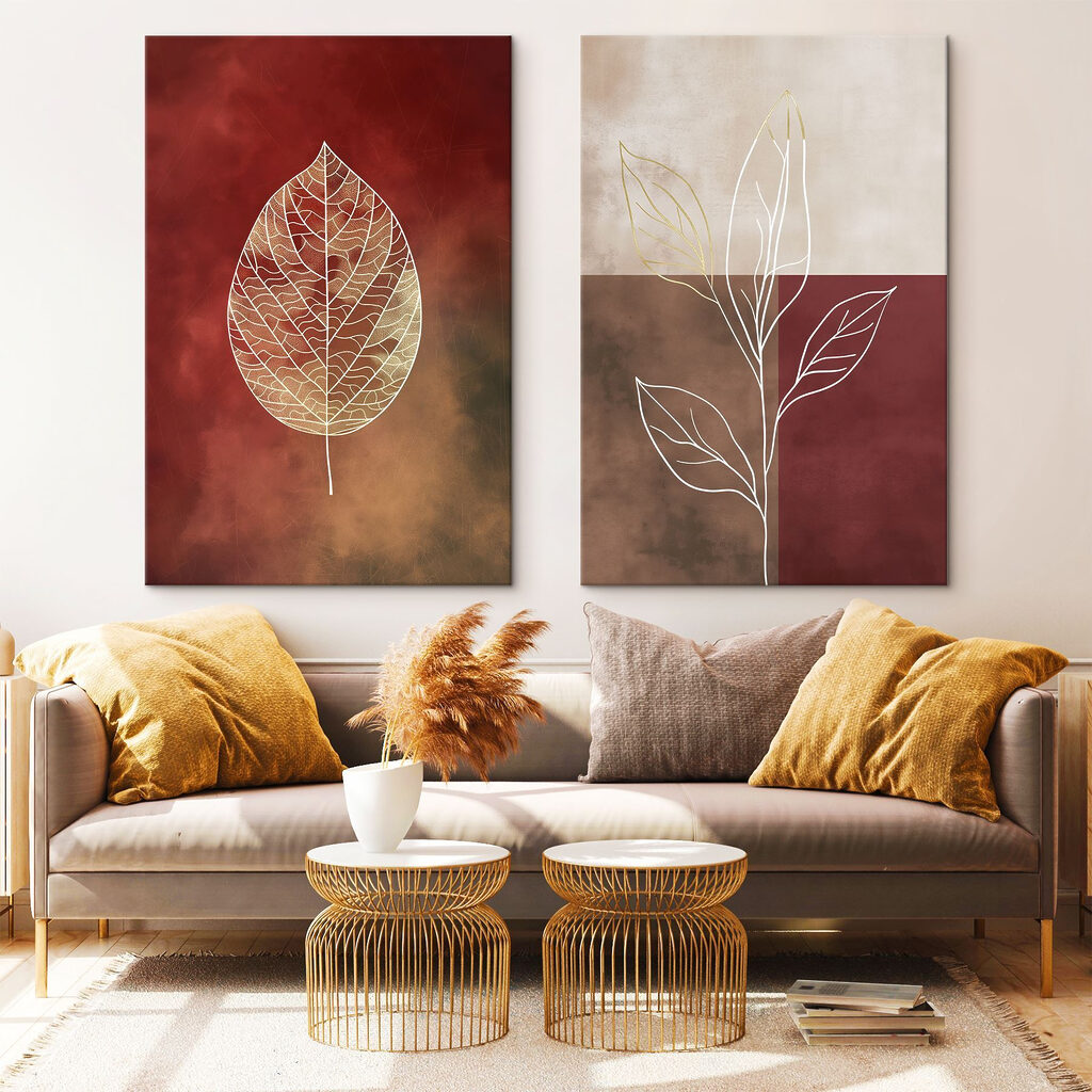 Feuilles en filigrane dans un intérieur