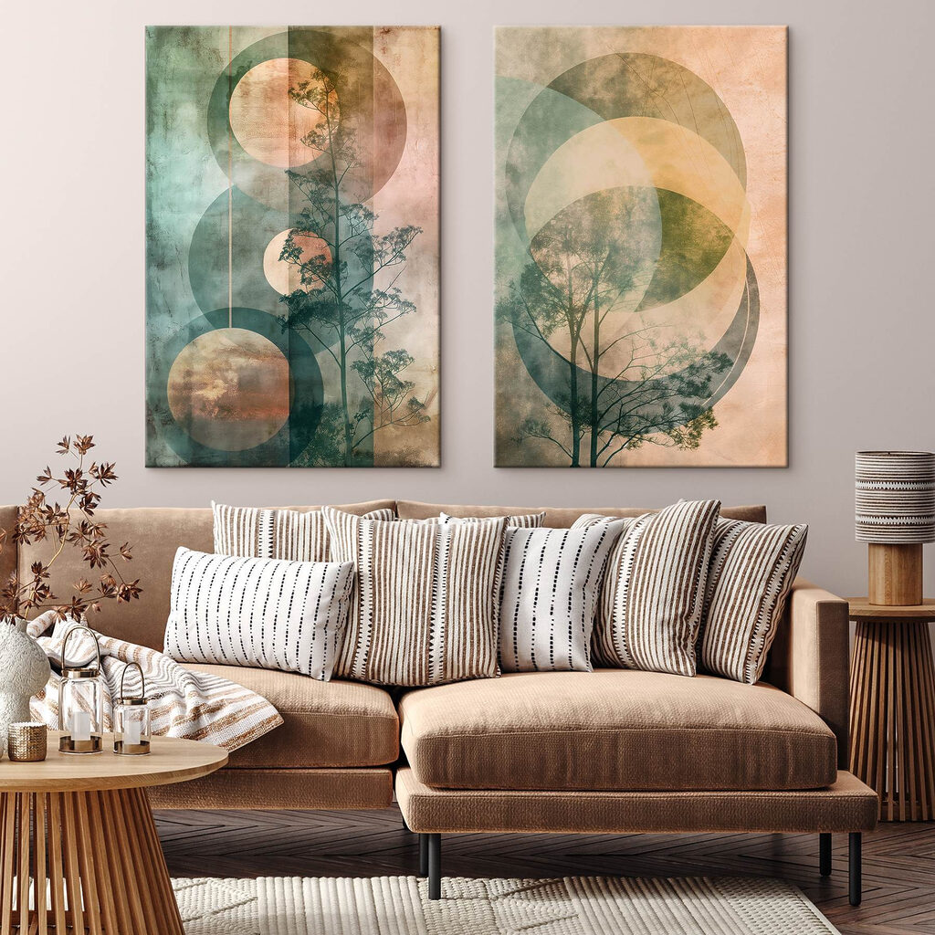 Arbres et cercles dans un intérieur