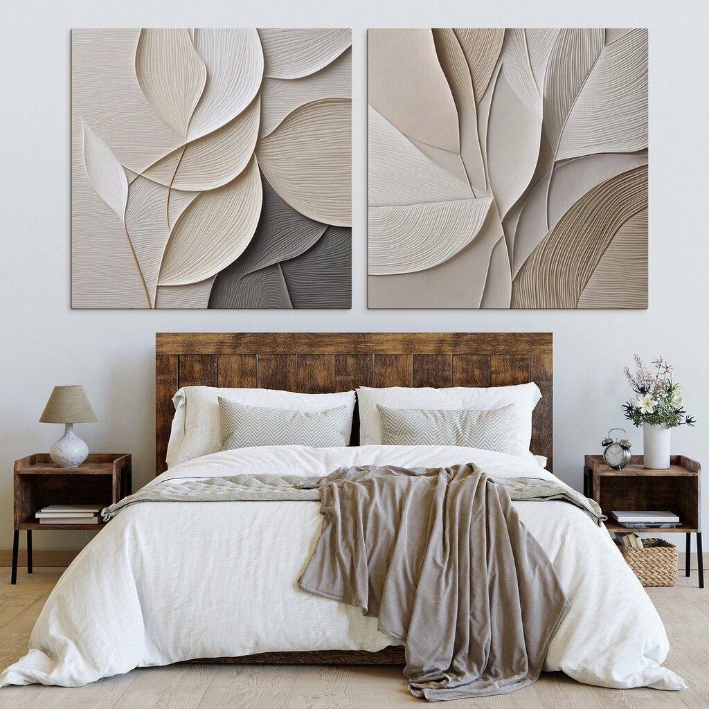 Feuilles en strates nervurées dans un intérieur