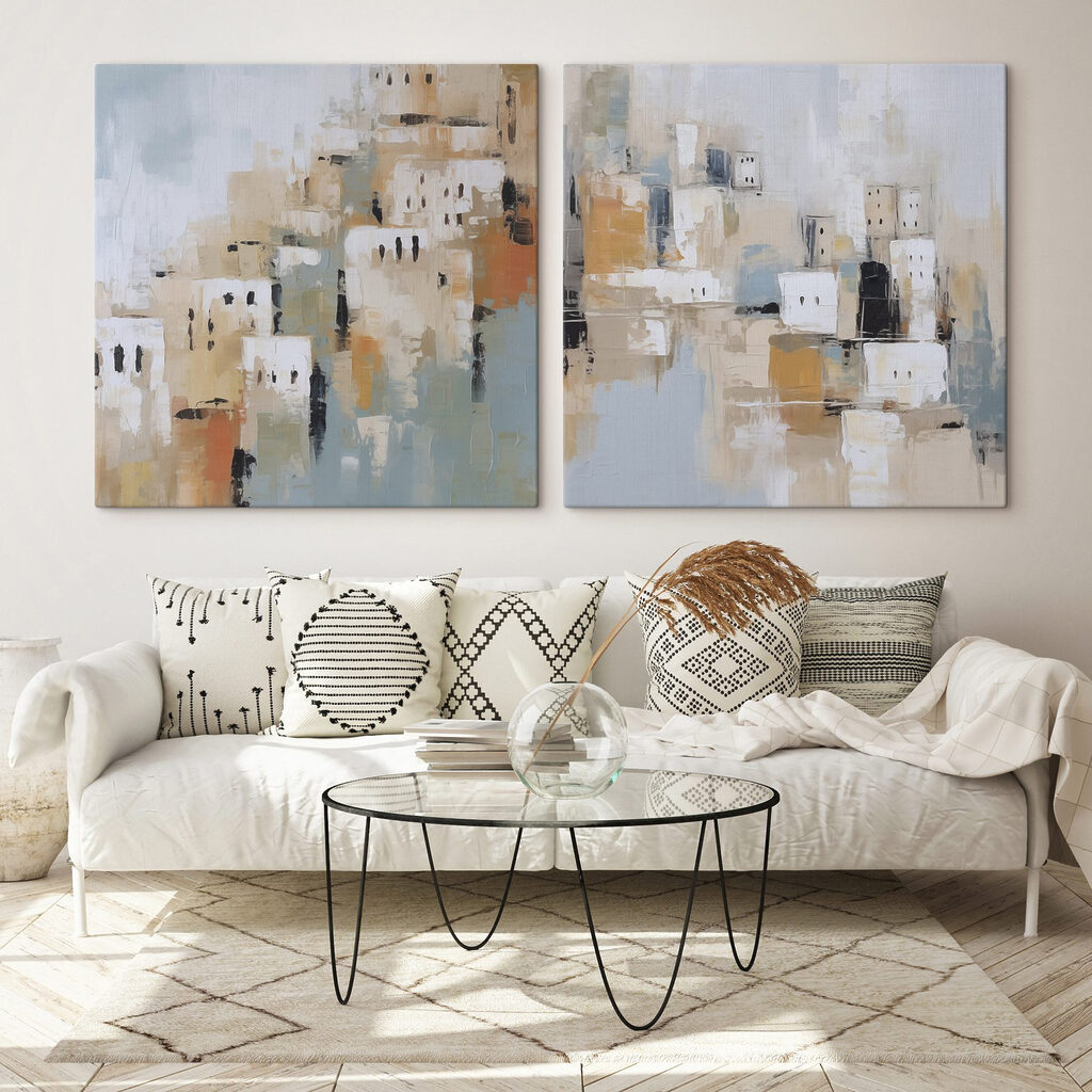 Ville aux maisons claires dans un intérieur