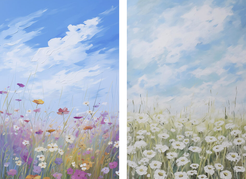 Marguerites et fleurs sauvages — motif complet