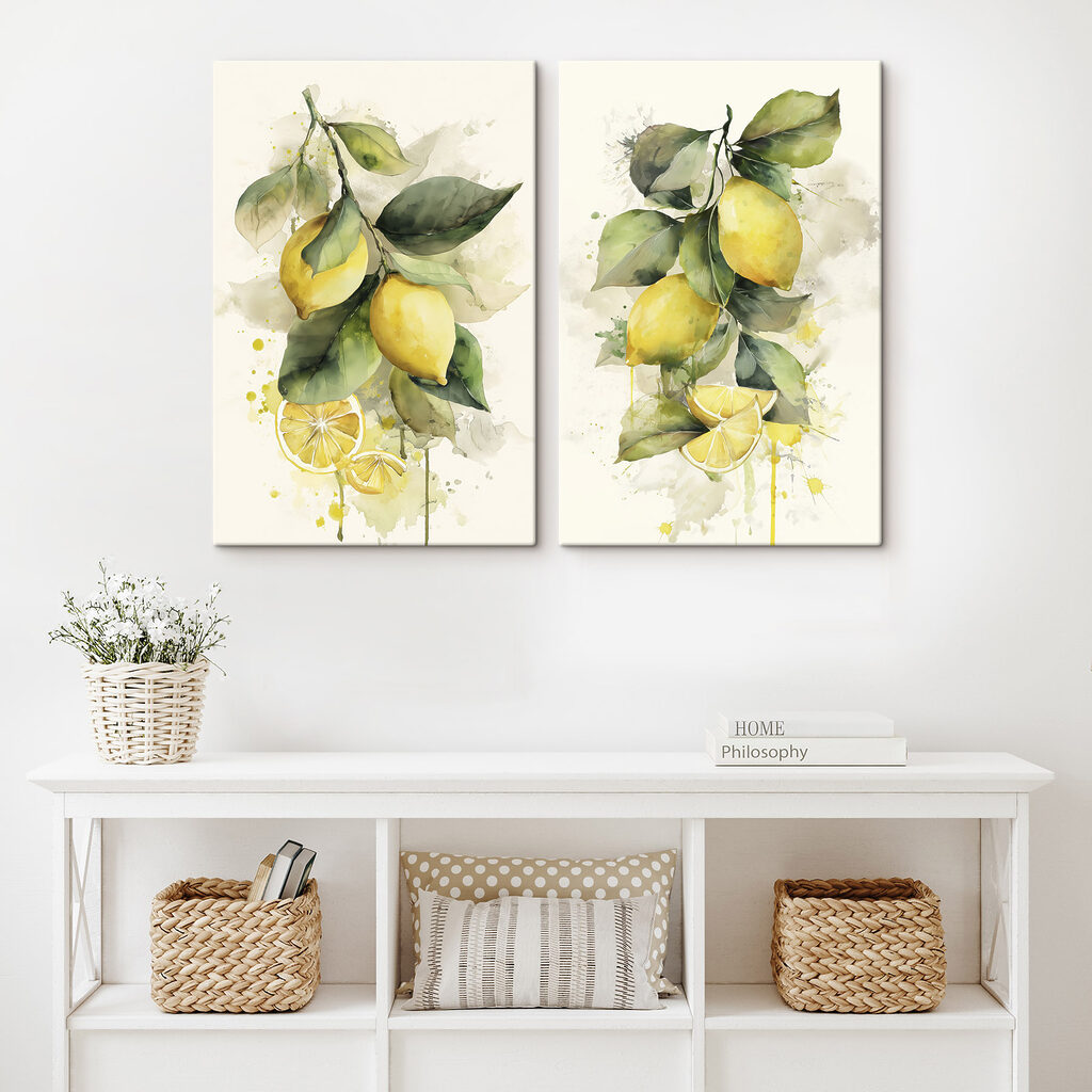 Citrons sur la branche dans un intérieur