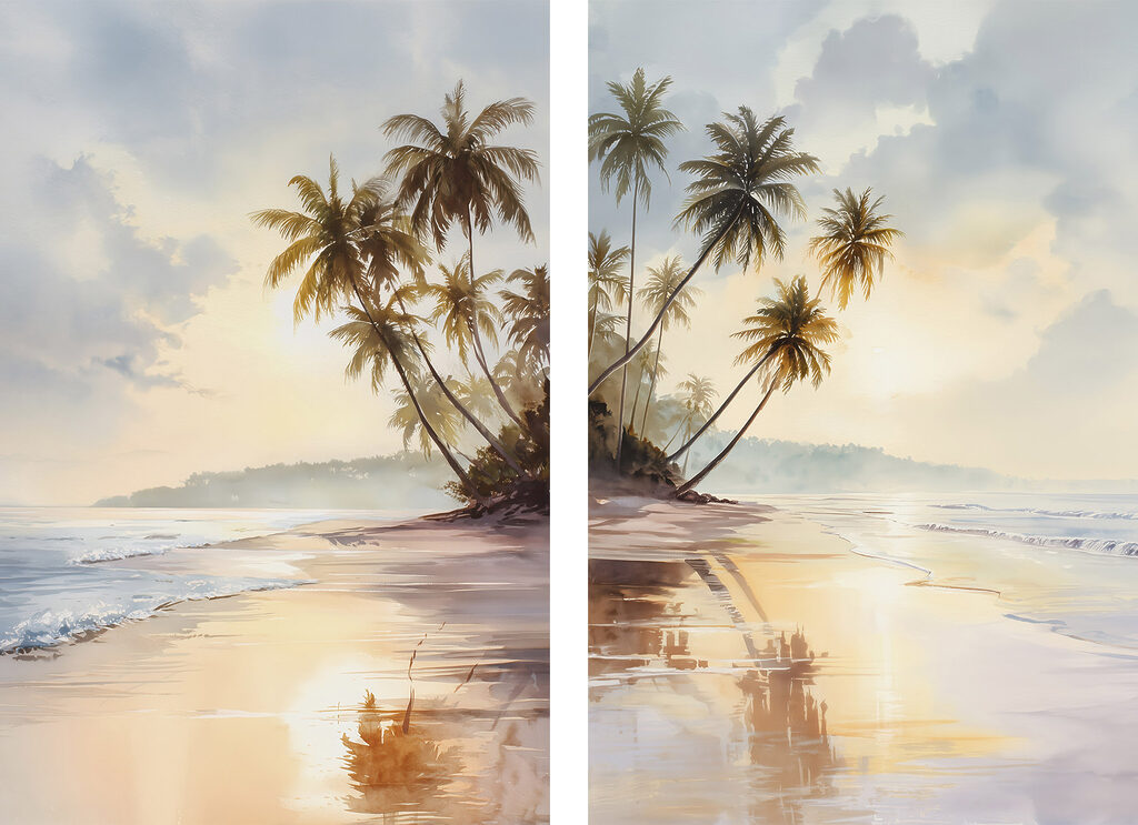 Palmiers en reflet — motif complet