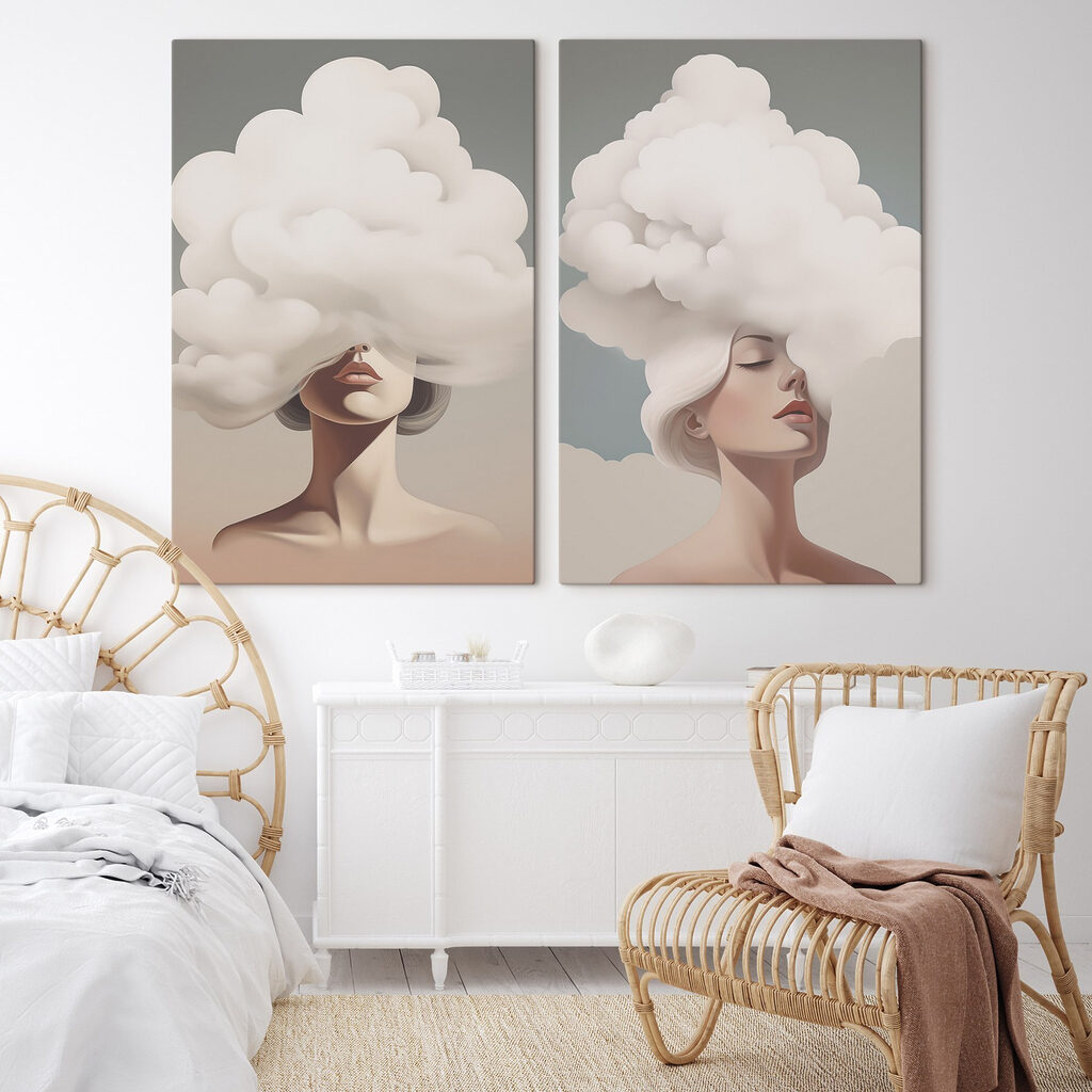 Tête dans les nuages dans un intérieur