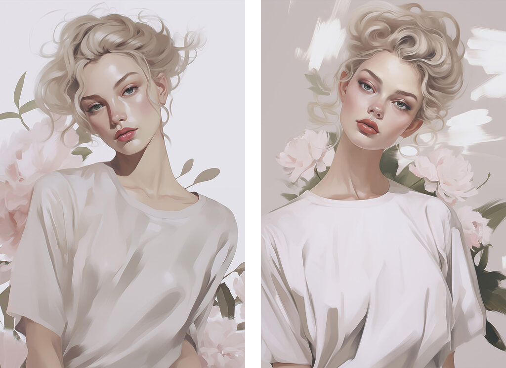 Portrait aux tons pastel — motif complet