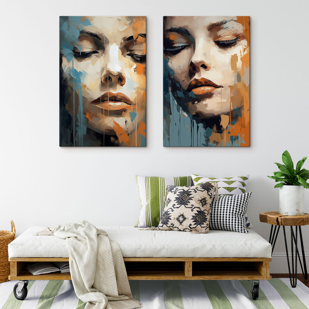 Visage orange et bleu — intérieur 2