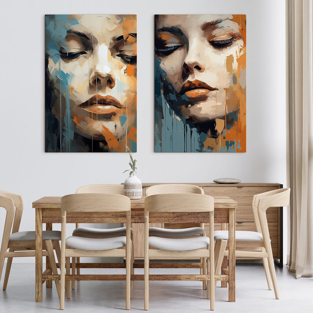 Visage orange et bleu — intérieur 1
