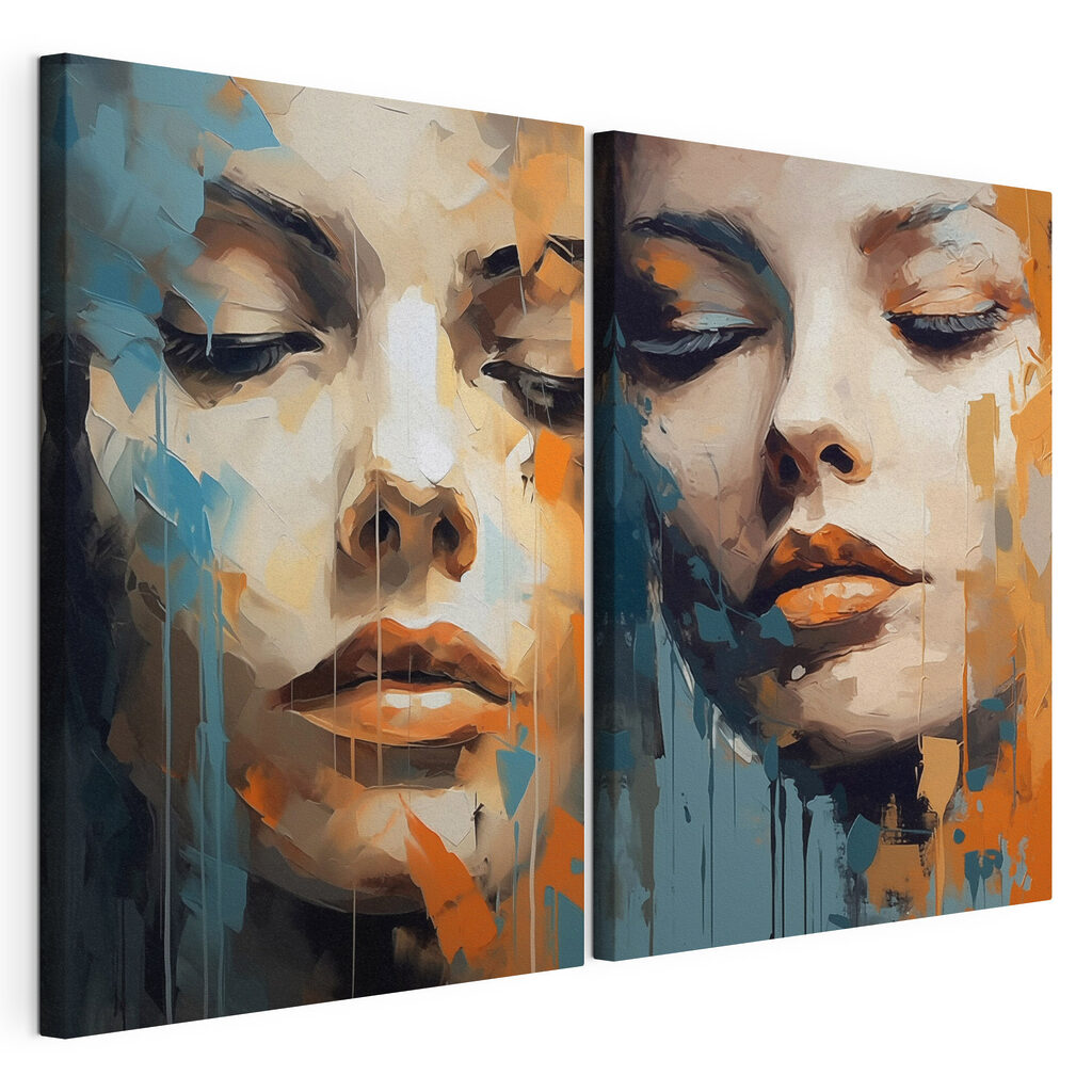 Visage orange et bleu — vue du produit