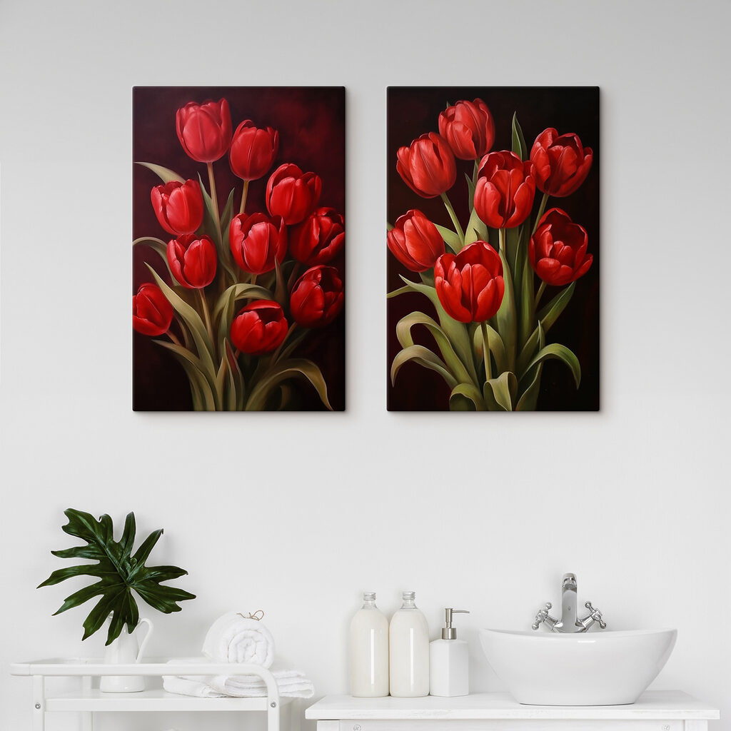 Tulipes rouges dans un intérieur