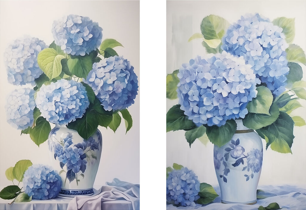 Hortensias bleus — motif complet
