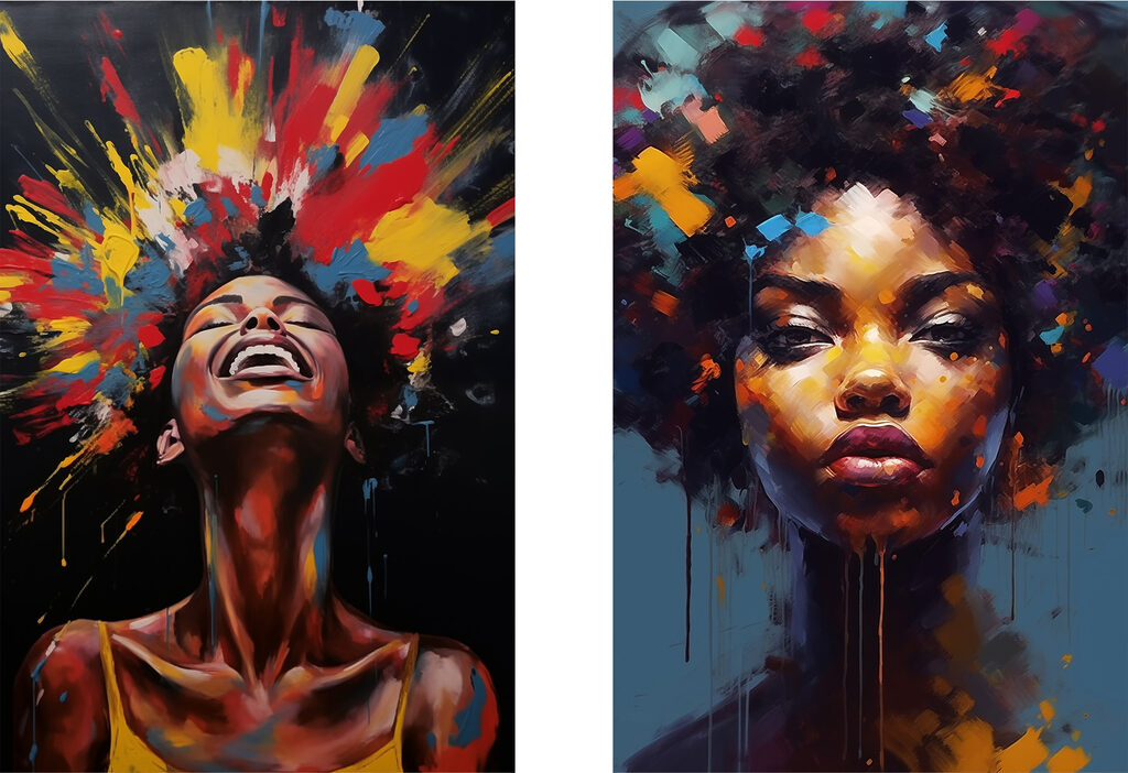 Visage éclaboussé de couleurs — motif complet