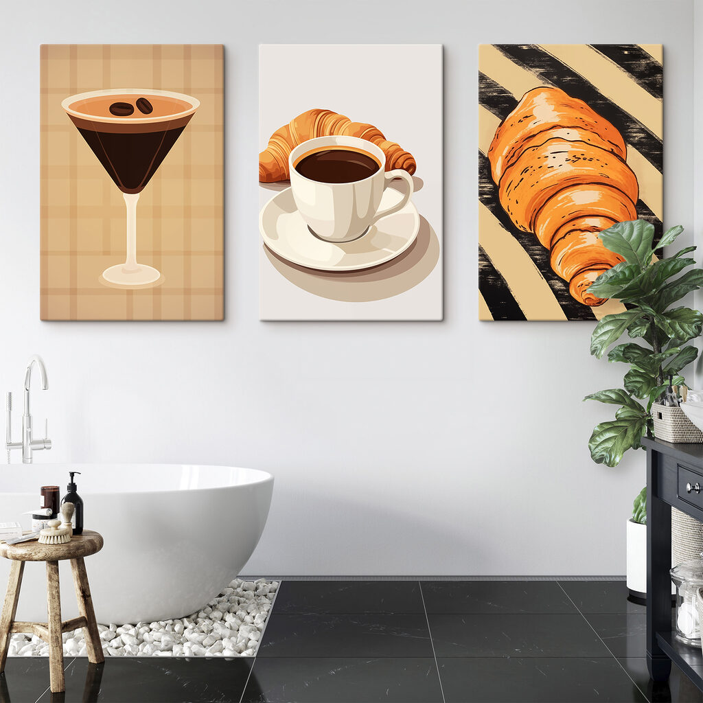 Café et croissants dans un intérieur