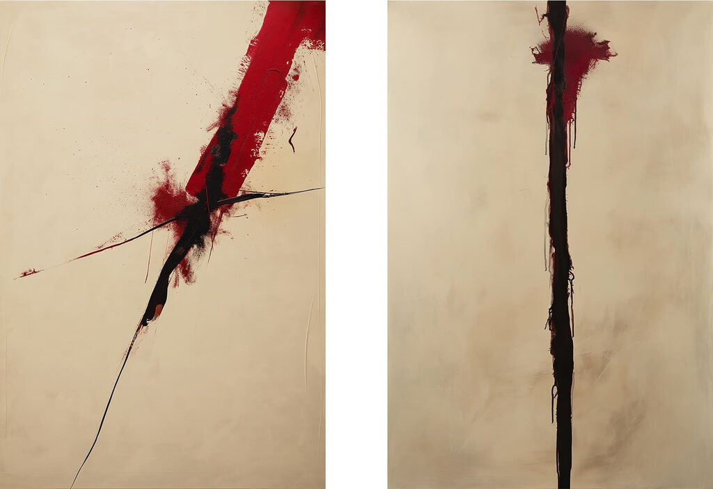 Traits rouge et noir — motif complet