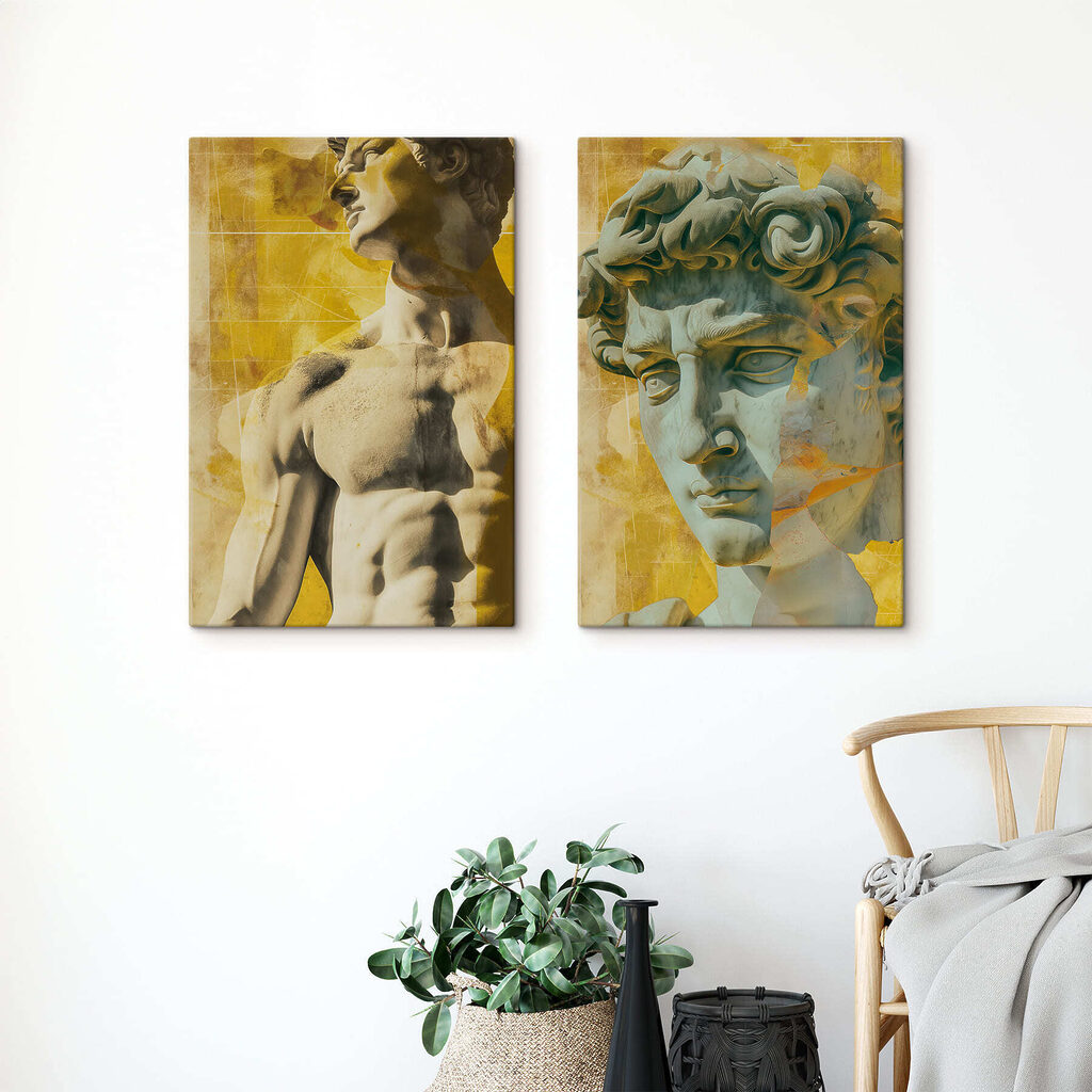 Statue sur fond jaune — intérieur 1