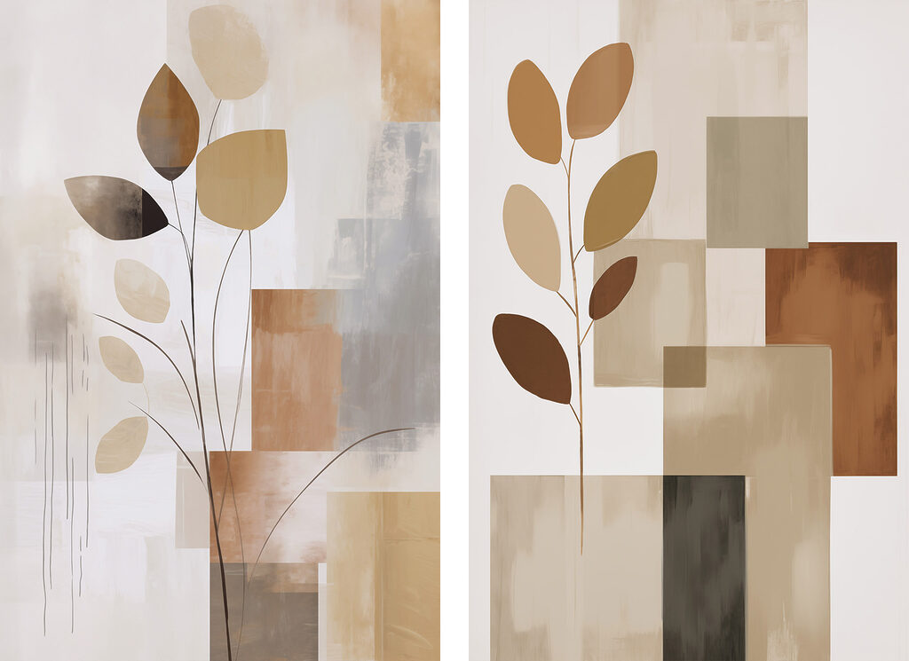 Rameaux couleur terre — motif complet