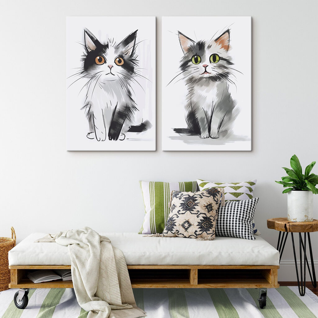 Chats en esquisse — intérieur 1