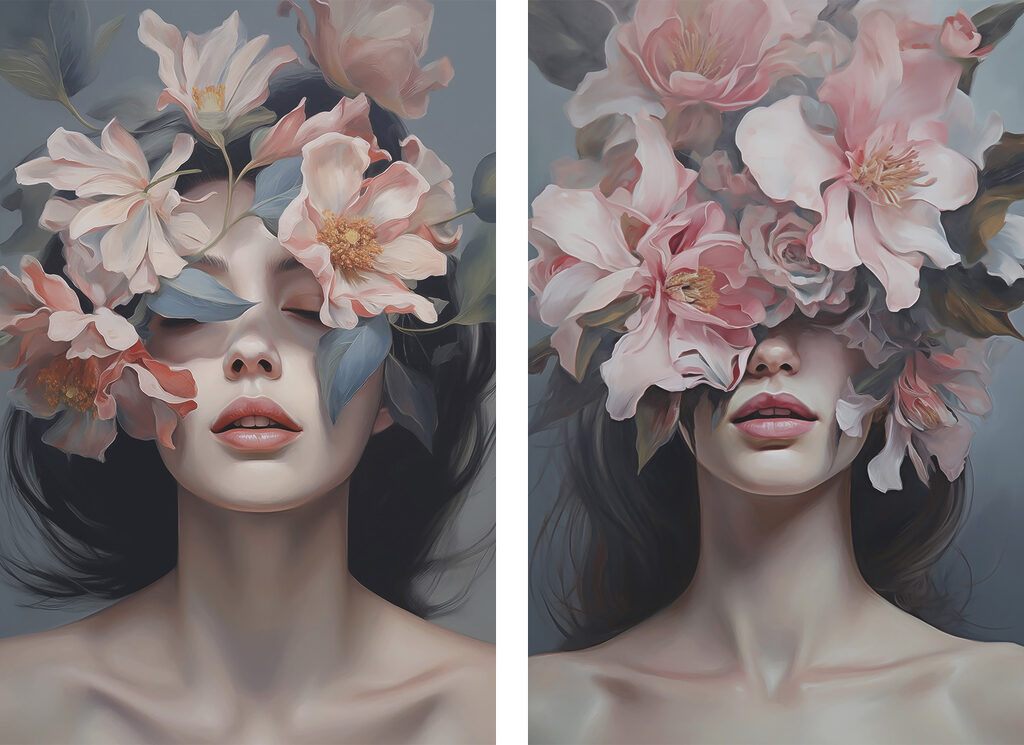 Visage en fleurs — motif complet