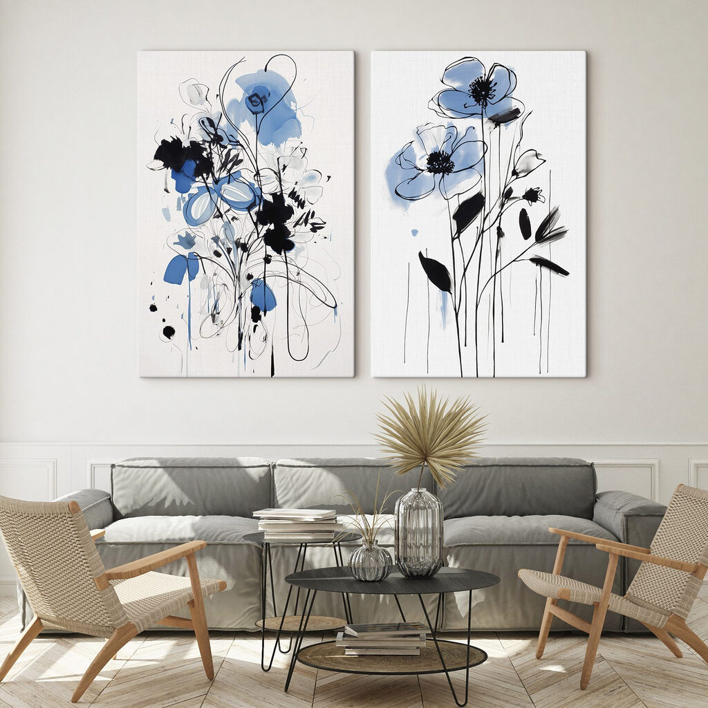 Fleurs bleu et noir — intérieur 2