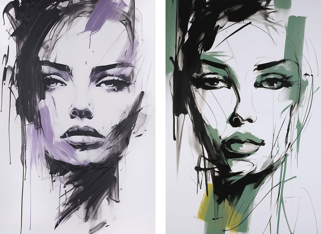 Visages au pinceau — motif complet