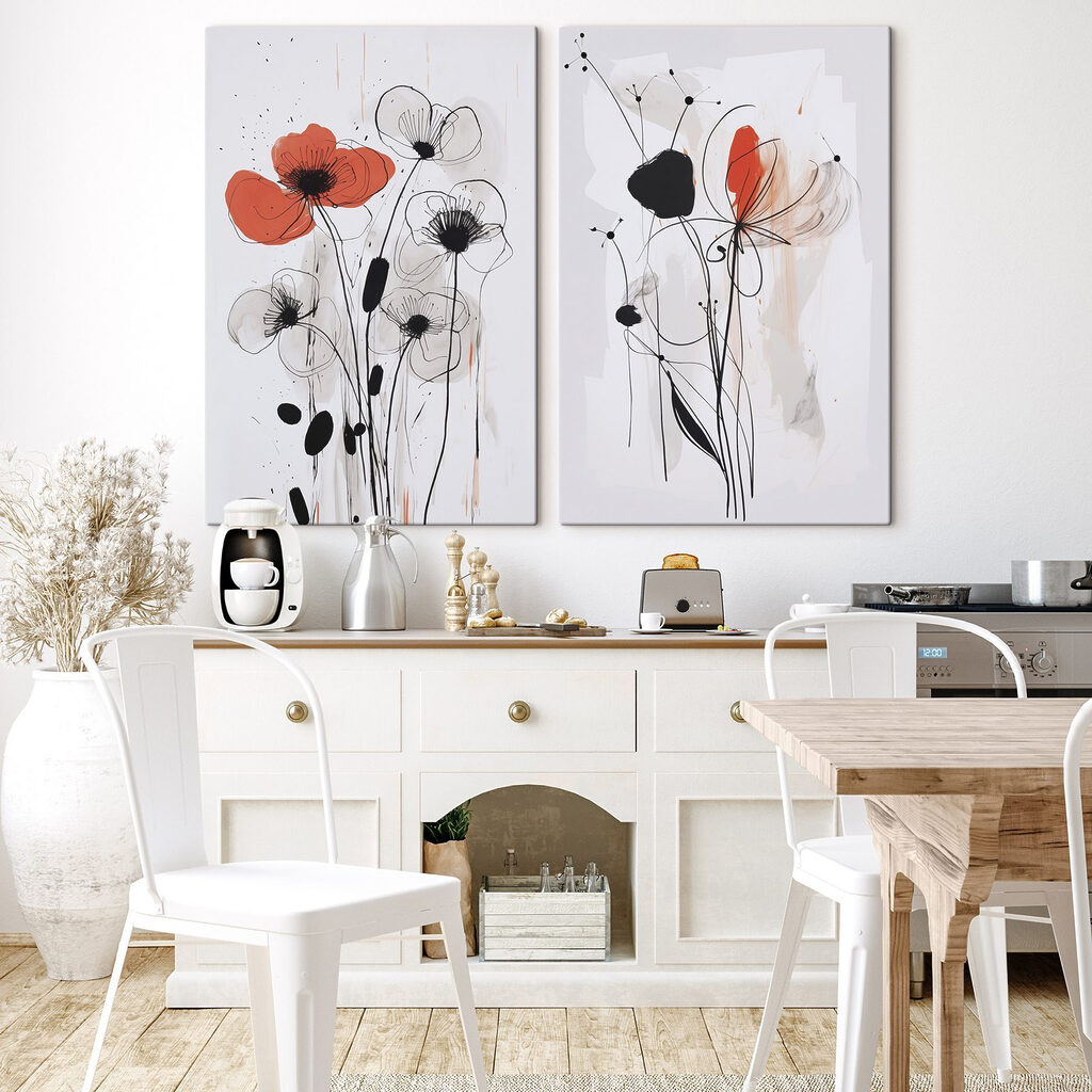 Fleurs aux traits fins dans un intérieur
