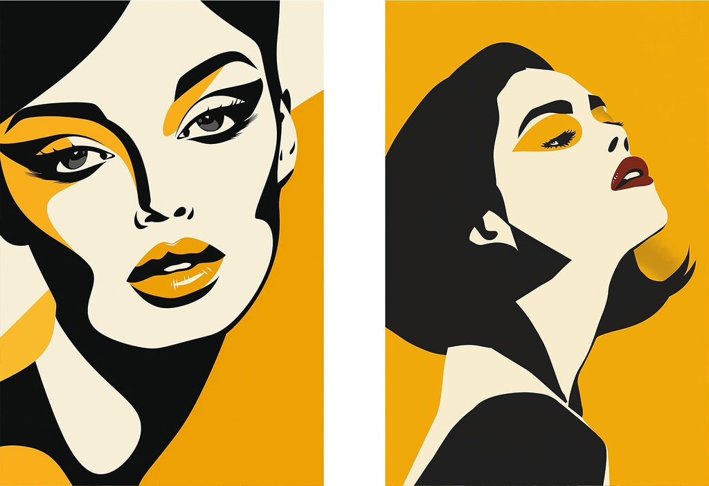 Femme au maquillage jaune — motif complet