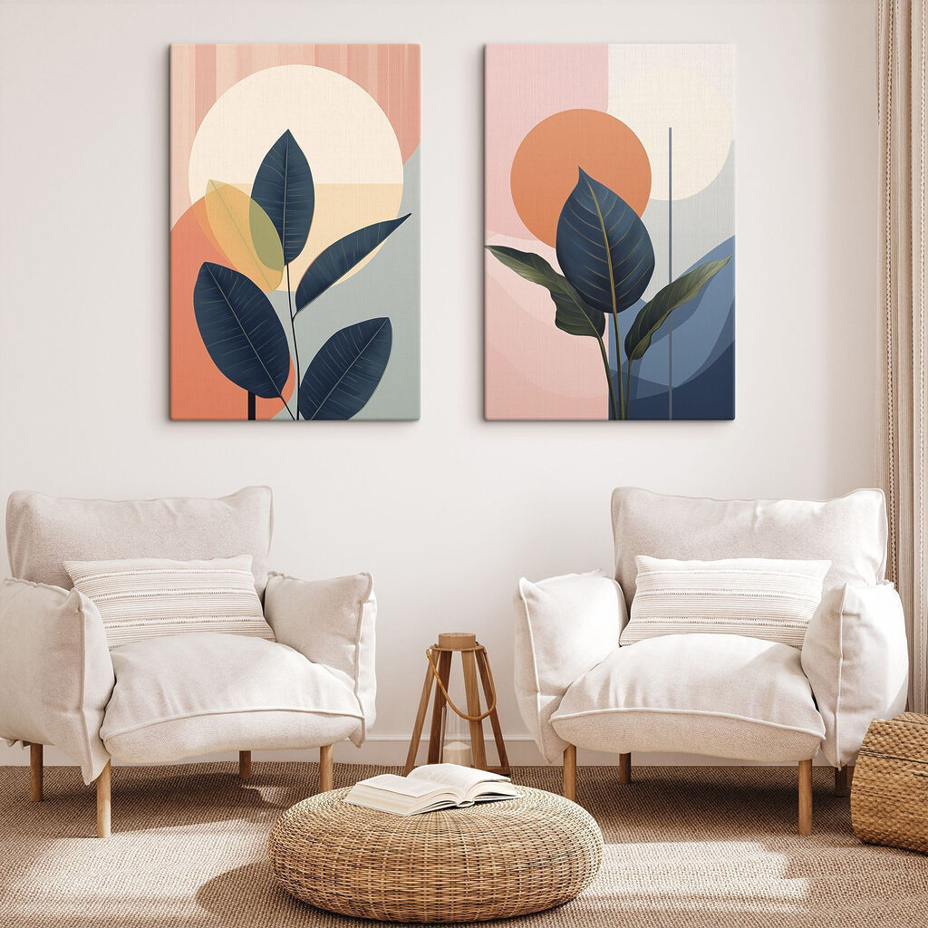 Feuilles devant le soleil dans un intérieur
