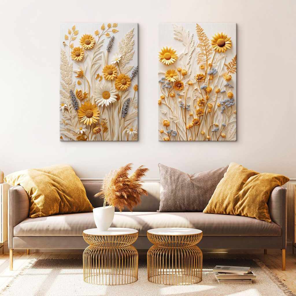 Fleurs des champs jaunes dans un intérieur