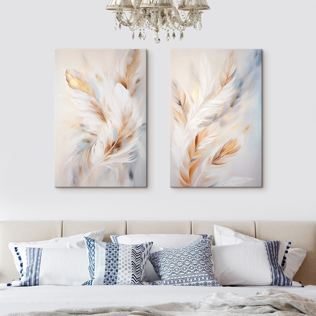Plumes dans la lumière dans un intérieur