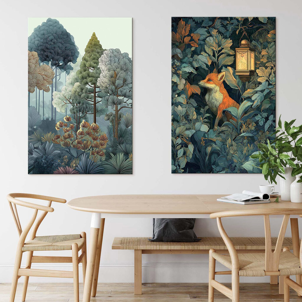 Renard à la lanterne dans un intérieur