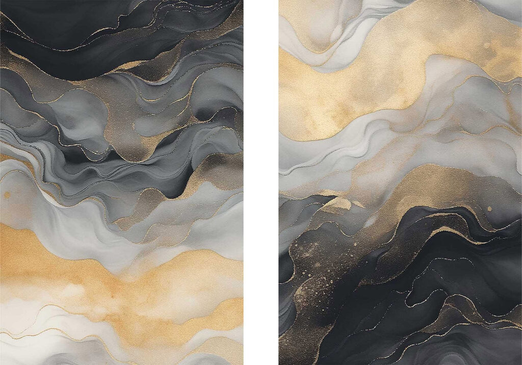 Vagues noir et or — motif complet