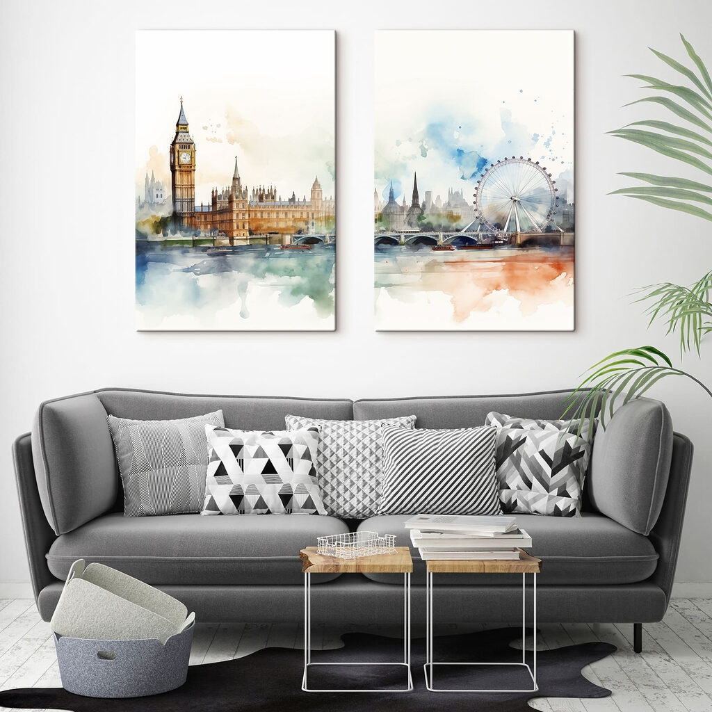 Londres à l’aquarelle dans un intérieur