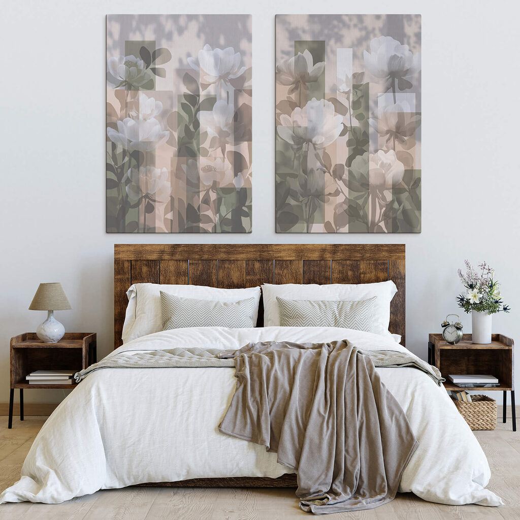 Fleurs et aplats géométriques — intérieur 2